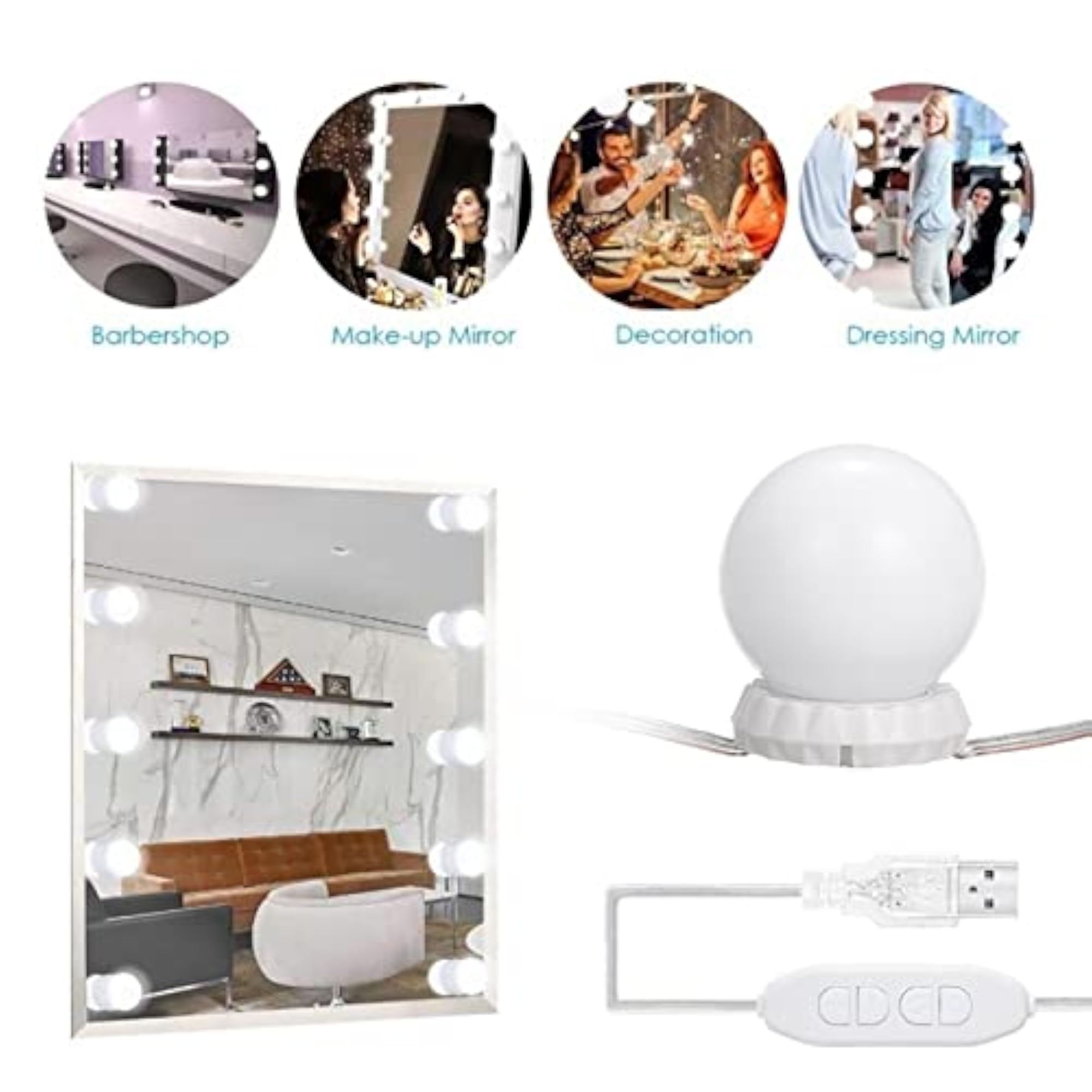 Vanity LED Mirror Lights Kit with Adjustable Brightness